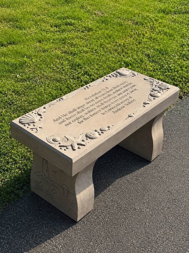 Ocean Memorial Bench — Custom Limestone Design – image 3 of 3
