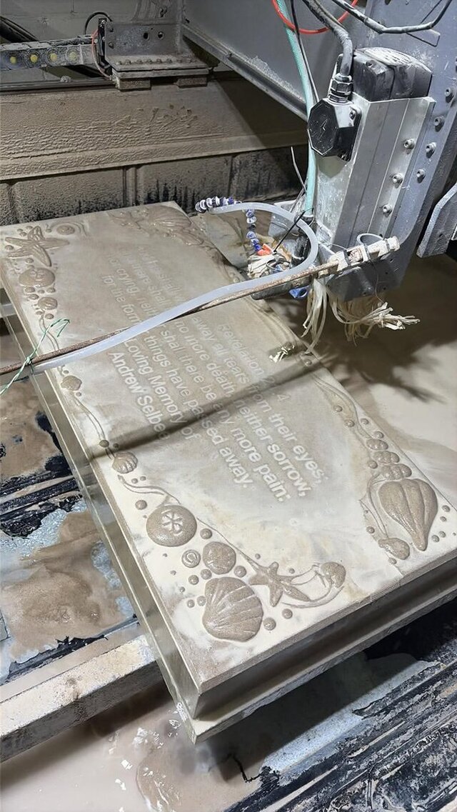 Ocean Memorial Bench — Custom Limestone Design – image 2 of 3