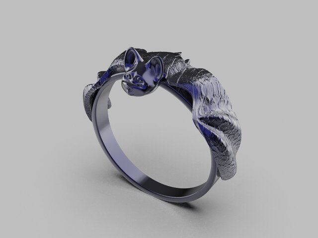 Night Guardian — Sculptural Bat Ring
