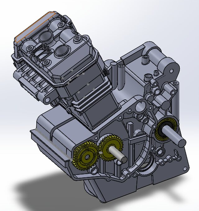 Kawasaki Motorcycle Engine and Cylinder Assembly CAD Model