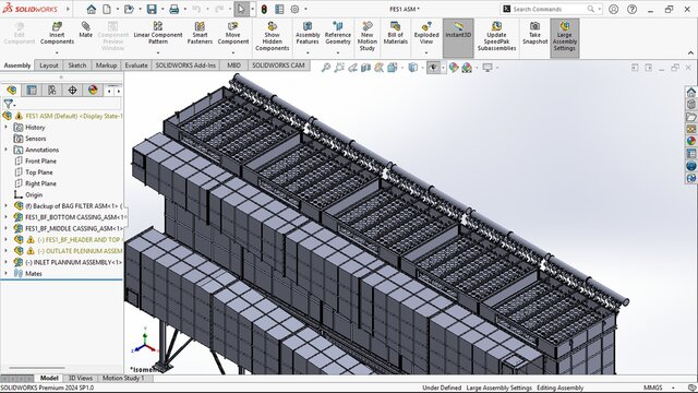 3D model of BAGFILTER WITH HOPPER AND INLET OUTLET PLENNUM