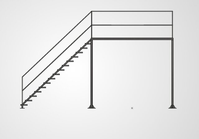 3D model of Industrial Mezzanine Access Platform | SolidWorks Weldments | AWS D1.1
