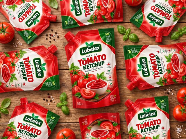 3D model of Labelex Premium Tomato Ketchup — Food Packaging & Brand Identity Design