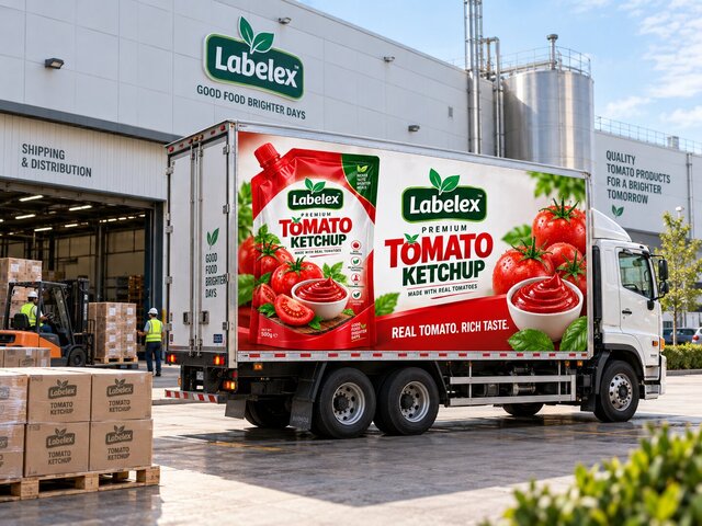 3D model of Labelex Premium Tomato Ketchup — Food Packaging & Brand Identity Design