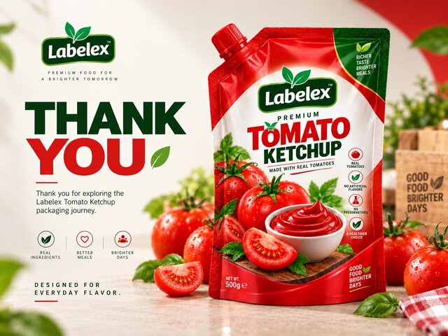 3D model of Labelex Premium Tomato Ketchup — Food Packaging & Brand Identity Design