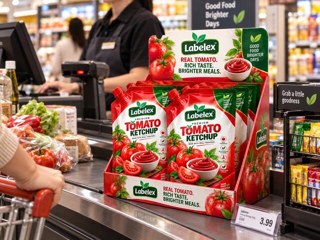 3D model of Labelex Premium Tomato Ketchup — Food Packaging & Brand Identity Design