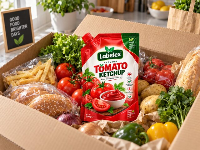 3D model of Labelex Premium Tomato Ketchup — Food Packaging & Brand Identity Design