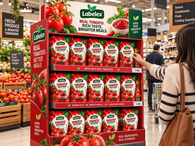 3D model of Labelex Premium Tomato Ketchup — Food Packaging & Brand Identity Design