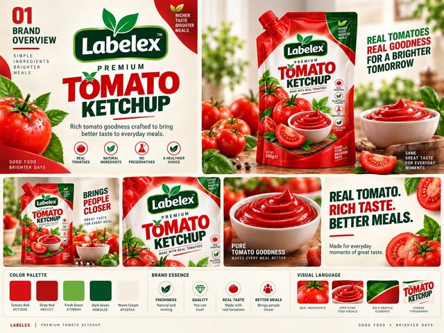 3D model of Labelex Premium Tomato Ketchup — Food Packaging & Brand Identity Design