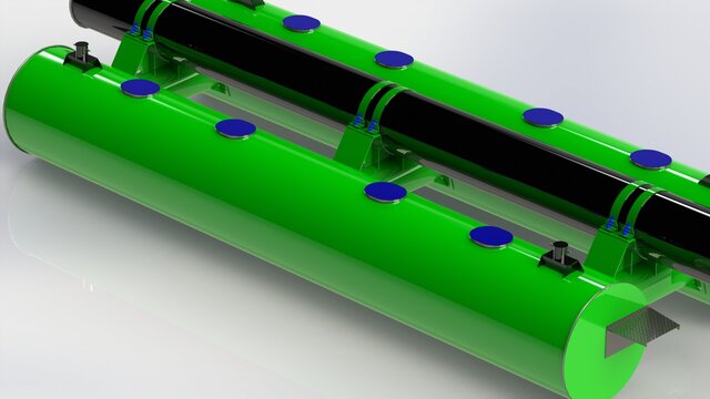 3D model of Marine Twin-Pontoon Pipe Support Assembly