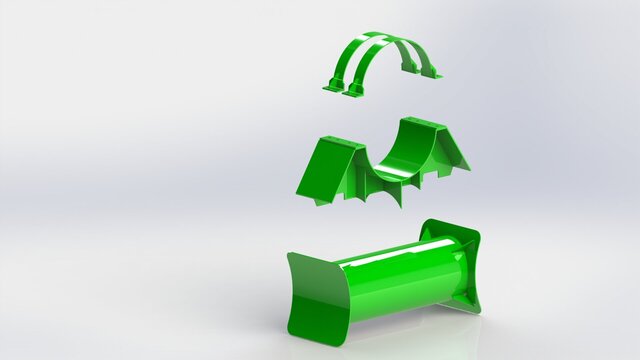 3D model of Marine Twin-Pontoon Pipe Support Assembly