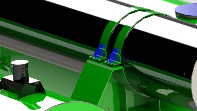 3D model of Marine Twin-Pontoon Pipe Support Assembly