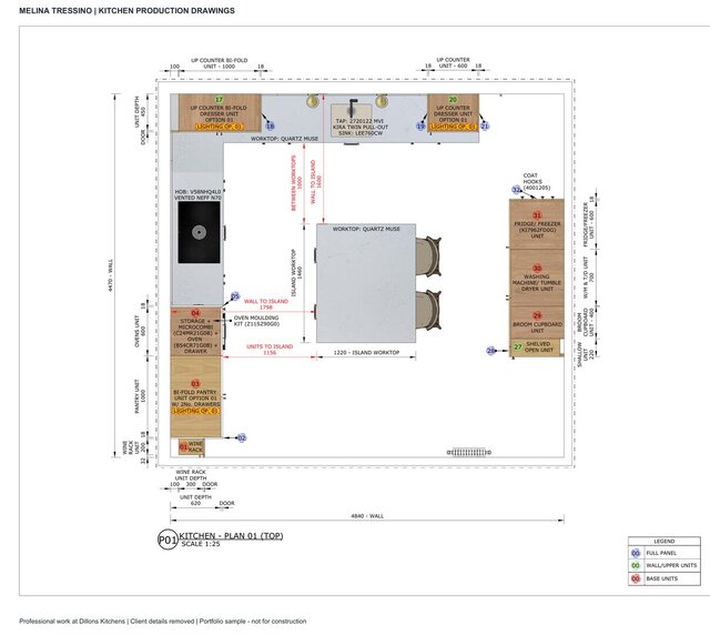 3D model of Kitchen Production Drawings | Cabinetry, Elevations & Electrical