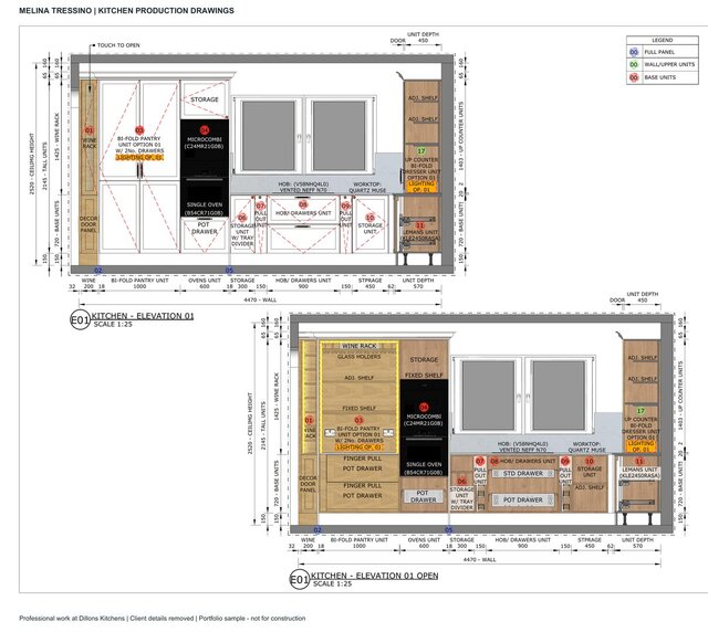 Kitchen Production Drawings | Cabinetry, Elevations & Electrical