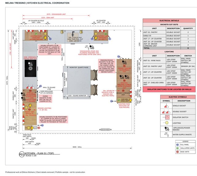 3D model of Kitchen Production Drawings | Cabinetry, Elevations & Electrical