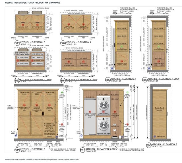 3D model of Kitchen Production Drawings | Cabinetry, Elevations & Electrical