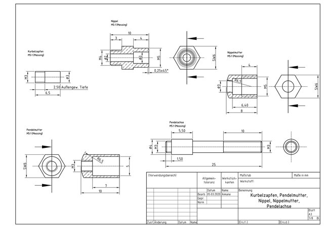 Steam Engine Model – Assembly Drawing, BOM & Detail Drawings (AutoCAD) – image 5 of 8