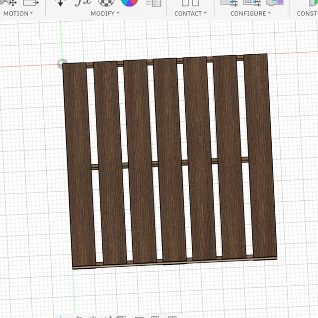 3D model of Modular Wooden Pallet Assembly Design (SolidWorks to Fusion 360 Workflow)