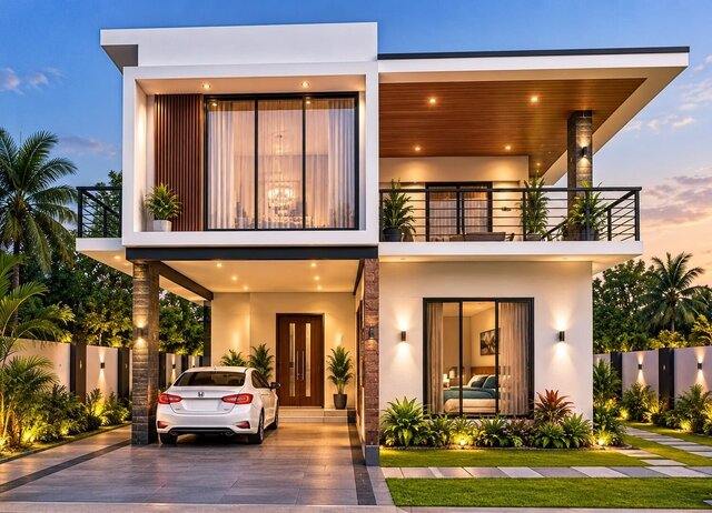 Two-story modern box-type house