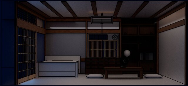 3D model of Japanese Interior Environment — 3D Modeling & Lighting Study
