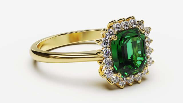 Emerald Halo Engagement Ring — Inspired by Princess Diana | CAD Design Rhino + MatrixGold
