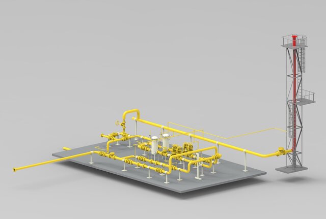 3D model of Industrial Gas Metering & Filtration Station – 3D Piping Design & Layout