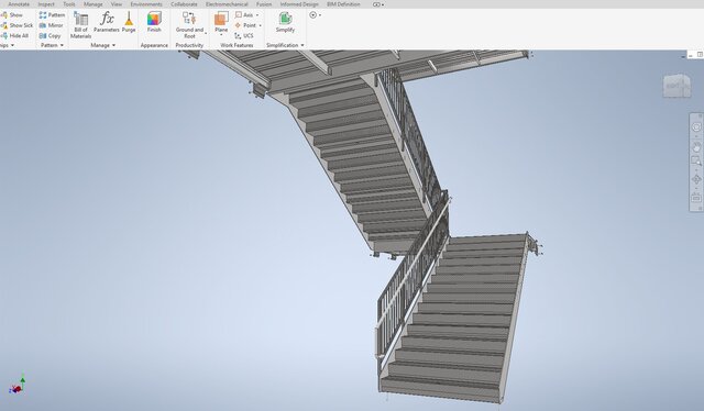 3D model of Custom Stair Systems | Design & Fabrication Drawings