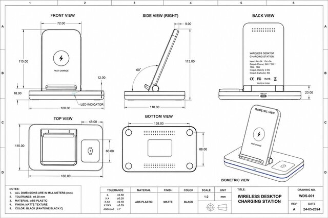 3D model of Wireless Desktop Charging Station