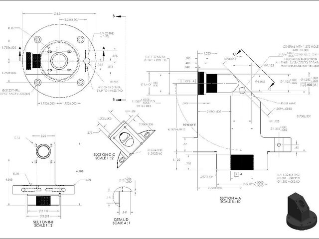 Precision Angle Mounting Bracket - GD&T Drawing – image 1 of 1