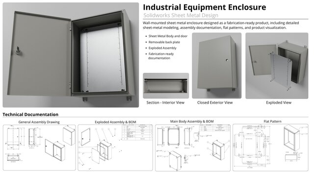SolidWorks Sheet Metal Enclosure | Fabrication-Ready CAD & Drawings