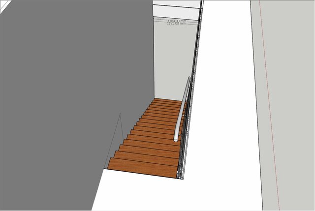 3D model of Custom Steel-and-Wood Straight Staircase | Factory Trial Assembly