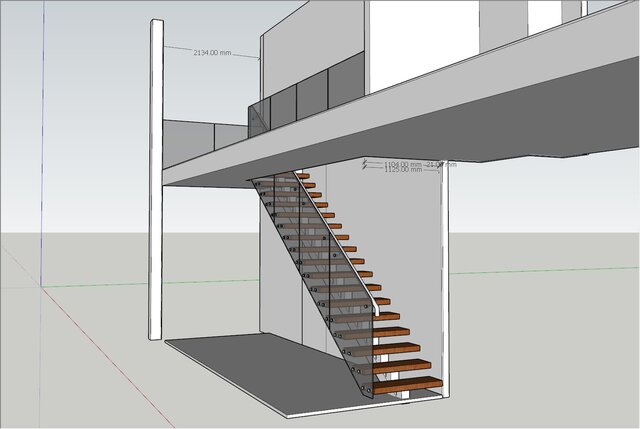3D model of Custom Steel-and-Wood Straight Staircase | Factory Trial Assembly