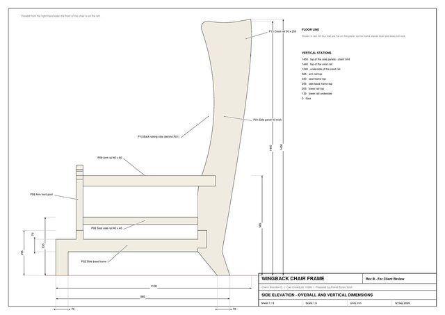 3D model of Wingback Chair Frame CAD Design & Manufacturing Documentation