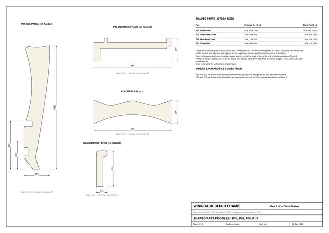 3D model of Wingback Chair Frame CAD Design & Manufacturing Documentation