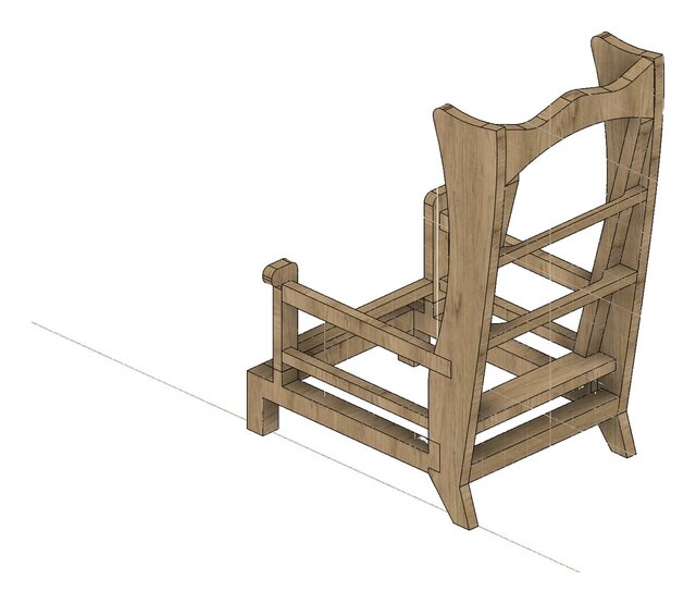 3D model of Wingback Chair Frame CAD Design & Manufacturing Documentation