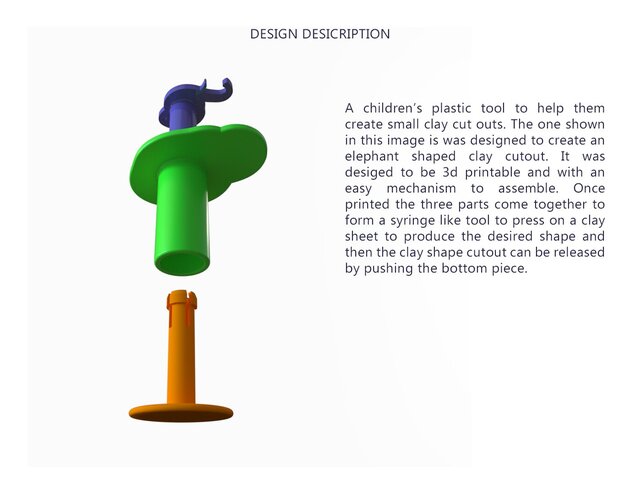 3D-printable 3-piece elephant-shaped clay cutter – image 5 of 6