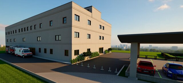3D model of Hospital CAD Design | 2D Drafting, 3D Modeling & Exterior Rendering