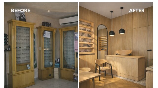 Optical Store Interior Design | Before & After 3D Redesign, Gabès – image 3 of 7