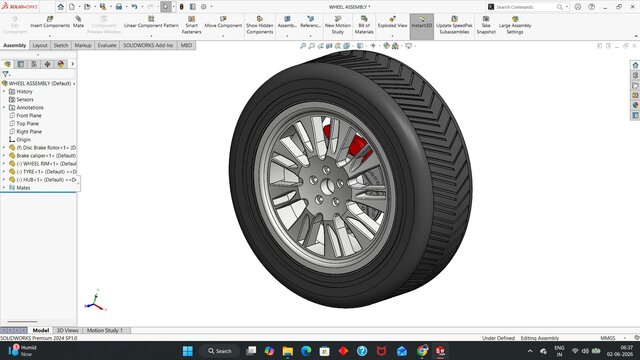 3D model of Wheel Assembly In SoildWorks