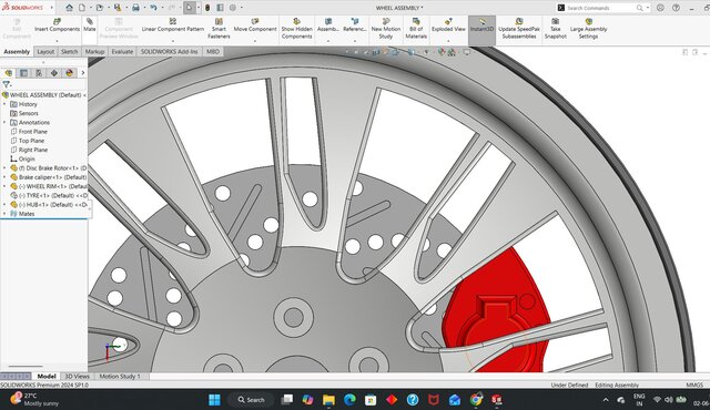 3D model of Wheel Assembly In SoildWorks