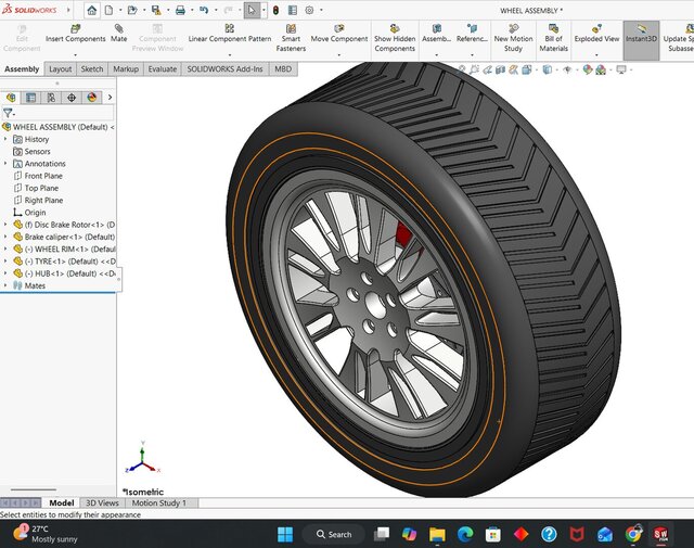 3D model of Wheel Assembly In SoildWorks