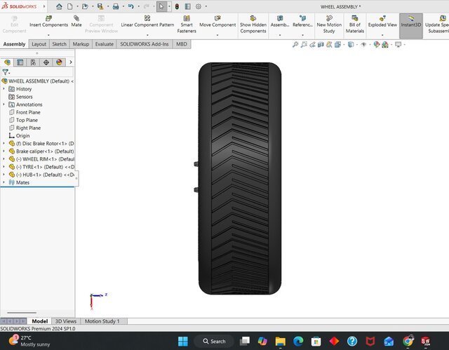 3D model of Wheel Assembly In SoildWorks