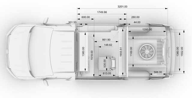 3D model of VW Crafter L3H2 based mobile Dyno Lab