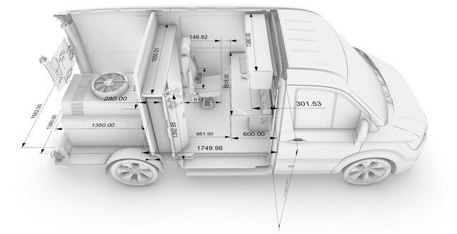 3D model of VW Crafter L3H2 based mobile Dyno Lab