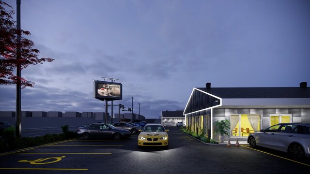 3D model of Commercial Shop Exterior Renovation, 3D Renderings