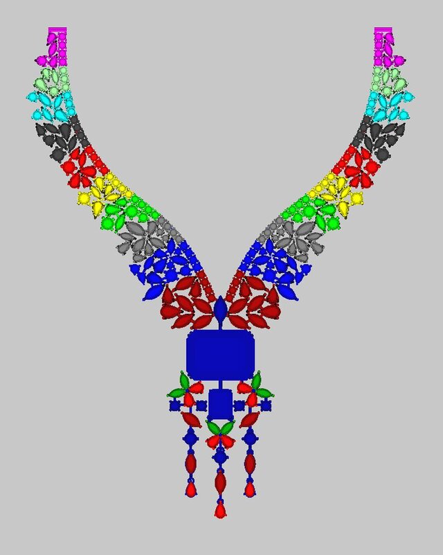 3D model of Luxury + Emerald + Diamond + Necklace Set + Manufacturing-Ready + Jewellery CAD