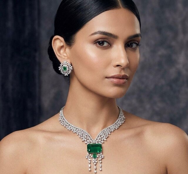 3D model of Luxury + Emerald + Diamond + Necklace Set + Manufacturing-Ready + Jewellery CAD