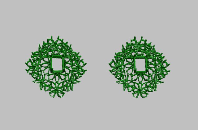3D model of Luxury + Emerald + Diamond + Necklace Set + Manufacturing-Ready + Jewellery CAD