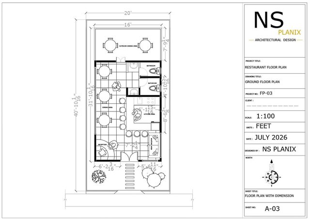 Modern 2D Commercial Restaurant Floor Plan
