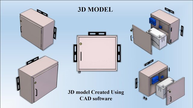 3D model of Industrial Sheet Metal Enclosure with Battery Assembly